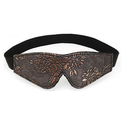 Introducing the Luxurious Brown Floral Print PU Blindfold with Faux Fur Lining by Pleasure Delights - Model BF-2021. Experience Ultimate Sensory Deprivation in Style and Comfort! - Adult Naughty Store