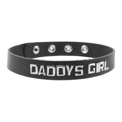 Spartacus Leather Word Band Collar for Daddy's Girl - Adjustable Oil-Tanned Strap for Sensual Play - Model SG-001 - Unisex - Neck Pleasure - Black