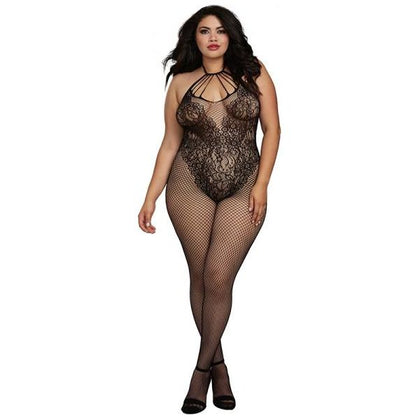 Dreamgirl Fishnet Bodystocking with Knitted Teddy Design - Model 2021 - Women's Intimate Lingerie for Sensual Adventures - OSQ Size 16-22, Cup D/DD, Weight 180-260 lbs., Bust 40-50