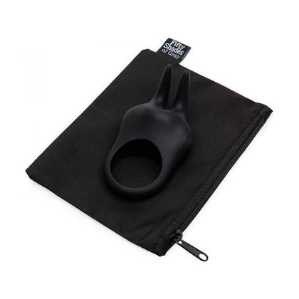 Introducing the Sensation Rechargeable Vibrating Rabbit Love Ring by Fifty Shades of Grey - Model SRVR-001: The Ultimate Pleasure Companion for Couples - Clitoral Stimulation - Velvet Black - Adult Naughty Store