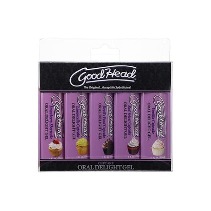 Doc Johnson GoodHead Oral Delight Gel Cupcake 5 Pack - Edible Oral Sex Enhancer for Foreplay - Model: Cupcake-5P - Unforgettable Pleasure for All Genders - Lip-Smacking Flavors - Travel-Friendly - Redefine Your Oral Experience