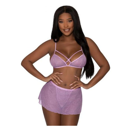 Exposed by Magic Silk Girl Next Door Bralette with Skirt Lilac S-M - Sensual Triangle Bralette Set with Ruffle Trimmed Skirt for Women