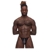 Male Power Landing Strip Micro Thong Black S-M: Sensual Men's Sheer Mesh and Faux Leather Insert Lingerie - Model LSMTB-SM - Adult Naughty Store