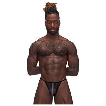 Male Power Landing Strip Micro Thong Lingerie - Model LS-001XL - Men's Pleasurewear - Black - Size L/XL - Adult Naughty Store