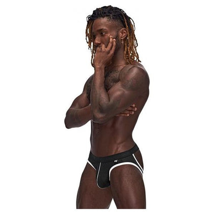 Male Power Sport Mesh Sport Jock Black L-XL - Breathable Athletic Lingerie for Men, Model MP-SJ01, Full Rear Exposure, Size L-XL - Adult Naughty Store