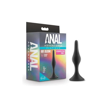 Anal Adventures Platinum Silicone Beginner Plug Small Black - Premium Anal Toy for Beginners, Model AA-PSBP-S01, Unisex, Intense Pleasure, Sleek Black