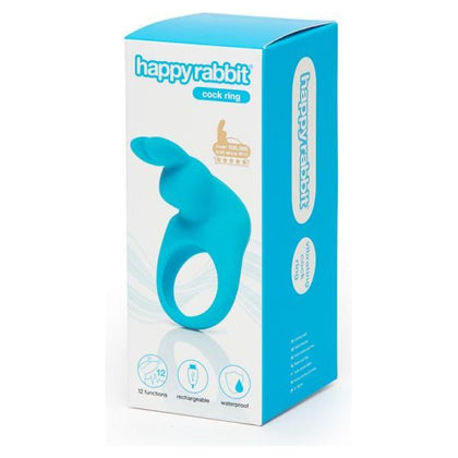 Happy Rabbit Rechargeable Rabbit Cock Ring - Model XR-5000 - Male and Female Pleasure - Blue