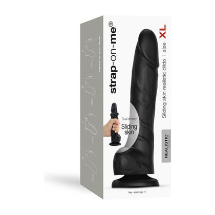 Strap-On-Me Sliding Skin Realistic Dual-Density Dildo - Model XL Black - Unleash Pleasure and Sensuality