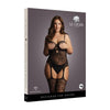 Shots Le Desir Women's Suspender Rhinestone Bodystocking Black QS - Adult Naughty Store