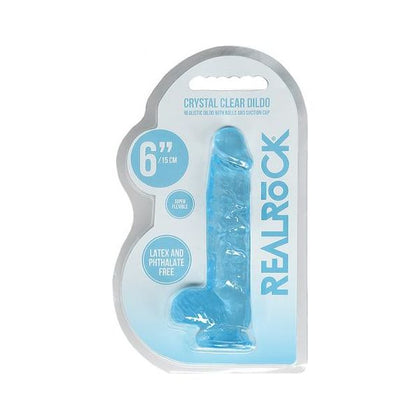 RealRock Crystal Clear Realistic Dildo with Balls 6 In. Blue - Lifelike Pleasure for Men and Women