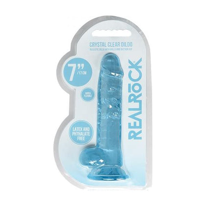 Realrock Crystal Clear Realistic Dildo with Balls 7 In. Blue - Lifelike Pleasure for All Genders
