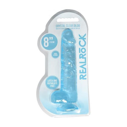 Realrock Crystal Clear Realistic Dildo With Balls 8 In. Blue - The Ultimate Lifelike Pleasure Experience for All Genders - Adult Naughty Store