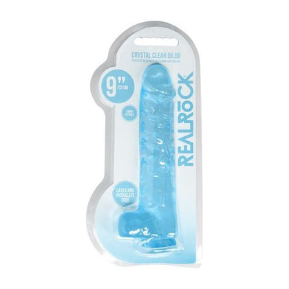 Realrock Crystal Clear Realistic Dildo with Balls 9 In. Blue
