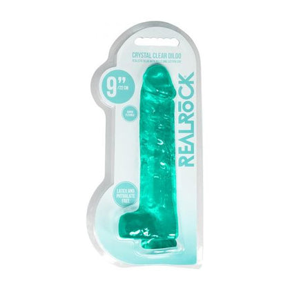 Realrock Crystal Clear Realistic Dildo with Balls - Model 9 Turquoise, for Enhanced Lifelike Pleasure in a Sturdy Suction Cup Design - Gender-Neutral Adult Toy