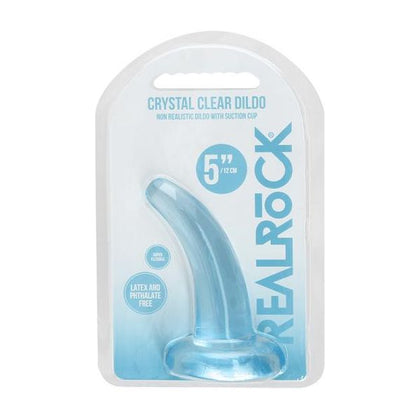 Realrock Crystal Clear Non-realistic Dildo with Suction Cup 4.5 in. Blue