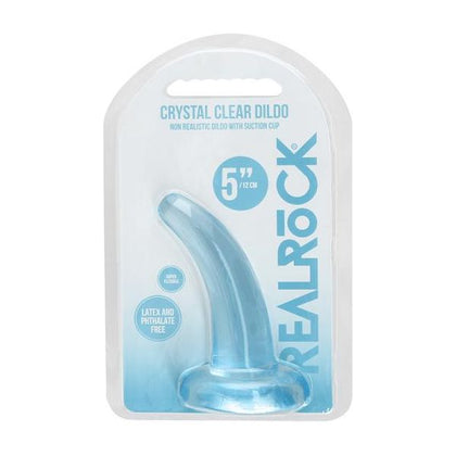 Realrock Crystal Clear Non-realistic Dildo with Suction Cup 4.5 in. Blue - Adult Naughty Store