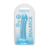 RealRock Crystal Clear Non-Realistic Dildo with Suction Cup 6.7 in. Blue - Premium Pleasure for All Genders and Sensual Delights - Adult Naughty Store