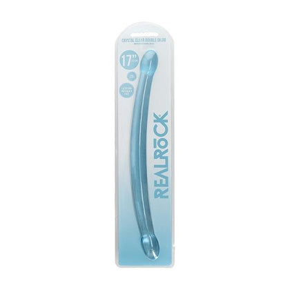 Realrock Crystal Clear Non-realistic Double Dong 17 In. Blue - The Ultimate Pleasure Experience for Both Genders in Crystal Clear Elegance