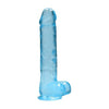 Realrock Crystal Clear Realistic Dildo with Balls 10 Inch Blue - Lifelike Pleasure for All Genders - Adult Naughty Store