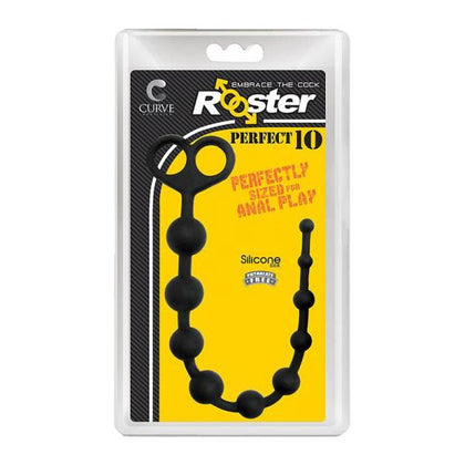 Rooster Perfect 10 Silicone Anal Beads - Model RB-1001 - Unisex - Intense Pleasure - Black