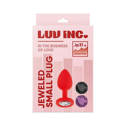 Luv Inc JP31 Jeweled Small Plug with 3 Stones - Red: A Luxurious Silicone Butt Plug for Sensual Pleasure