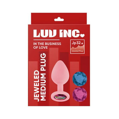 Luv Inc JP32 Jeweled Medium Silicone Butt Plug with 3 Stones - Light Pink - Adult Naughty Store