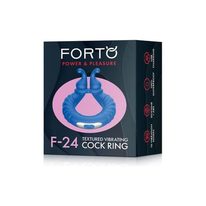 Forto F-24: Silicone Textured Vibrating Cock Ring Blue - Pleasure Enhancer for Men