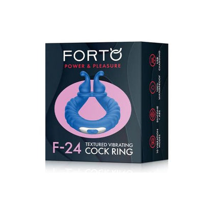 Forto F-24: Silicone Textured Vibrating Cock Ring Blue - Pleasure Enhancer for Men - Adult Naughty Store