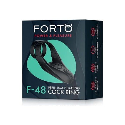 Forto F-48: Silicone Perineum Vibrating Double Cockring - Black