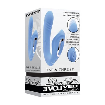 Evolved Tap & Thrust Blue - Dual Action Thrusting and Tapping Silicone Vibrator for Women - Model TT-5000 - Blue