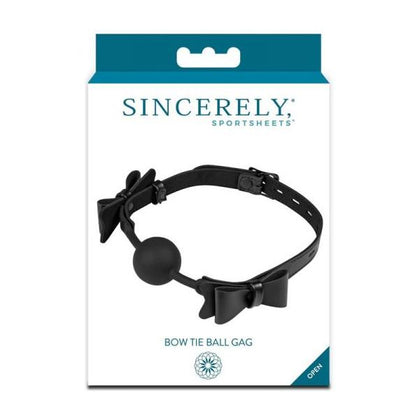 Introducing the Exquisite Elegance Sincerely Bow Tie Ball Gag - Model SBG-2021: Unisex Adjustable Silicone Gag for Sensual Silence in Seductive Black