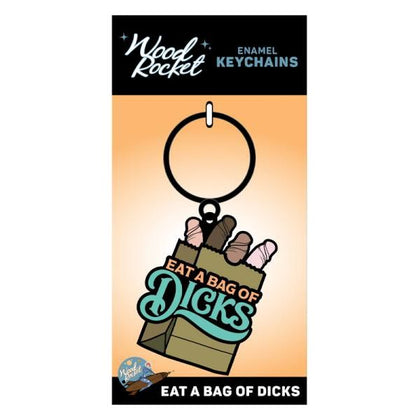 Wood Rocket Eat A Bag of Dicks Enamel Keychain - Novelty Adult Toy Accessory, Model #ERK-001, Unisex, Pleasure on the Go, Bold Black - Adult Naughty Store