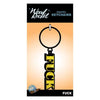 Wood Rocket Fuck Enamel Keychain - Naughty Novelty Accessory for All Genders - Pocket-Sized Pleasure Reminder - Bold Black Letters with Sparkling Gold Glitter - Model: KT-69 - Color: Obsidian - Adult Naughty Store