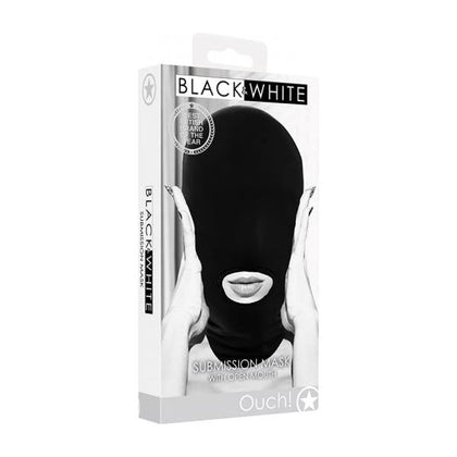 Black & White Submission Mask - Sensual Spandex Open Mouth Hood for Him or Her - Enhanced Sensory Experience - Model BWSM-001 - Unisex - Exquisite Pleasure Accessory - One Size Fits All