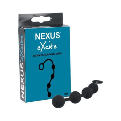 Nexus Excite Anal Beads NB-500 Medium Black - Unleash Sensational Pleasure for Intermediate Users