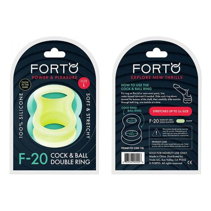 Forto F-20: Liquid Silicone Balls Stretcher - Glow-in-the-Dark - 100% Silicone - 60-77 mm - Male - Genital Pleasure - Black - Adult Naughty Store