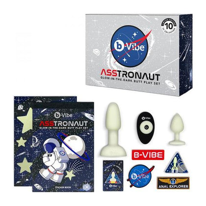 b-Vibe Asstronaut Glow-in-the-Dark Butt Play Set - Model BVA-1001: Unisex Anal Pleasure in Radiant Glow