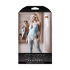 Sheer Fantasy High-Neck Gartered Lace Fishnet Bodystocking & G-String Panty Set - Model 9BLSF-01 - Women's Intimate Lingerie for Sensual Seduction - Light Blue - Size O/S (2-12) - Adult Naughty Store