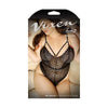 Vixen Wanderlust Crotchless Lace Teddy Black Queen - Seductive Lace Lingerie for Curvy Queens - Model WLCT-01 - Women's Intimate Apparel for Sensual Delights - Size 14-18, Black - Adult Naughty Store