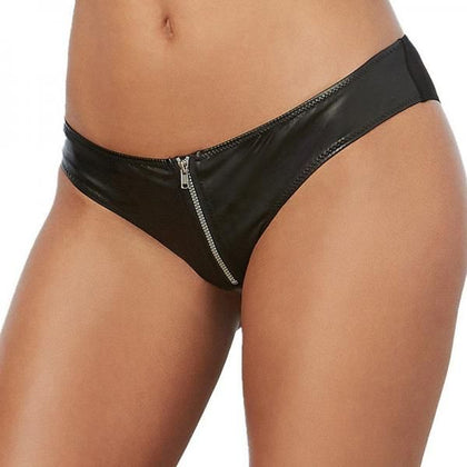 Dreamgirl Seductive Faux-Leather Cheeky Panty - Model DL-001, Women's Intimate Pleasure, Black, Size L - Adult Naughty Store