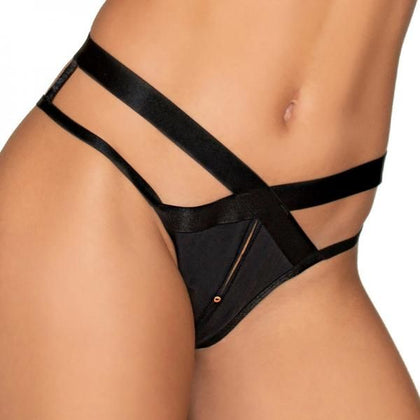 Dreamgirl Microfiber Open-Crotch Strappy Panty Black S - Seductive Women's Intimate Apparel for Enhanced Passion and Comfort - Adult Naughty Store