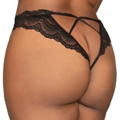 Dreamgirl Lace Tanga Open-crotch Panty And Elastic Open Back Detail Black 2x - Adult Naughty Store