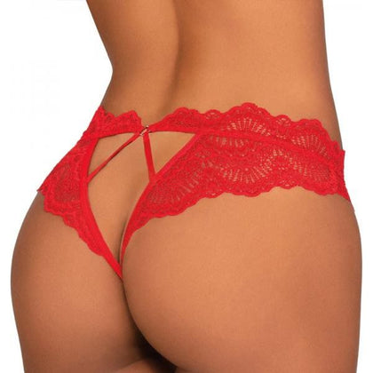 Dreamgirl Red Lace Tanga Open-Crotch Panty - Model DGTOP-RC01 - Women's Intimate Pleasure Lingerie - Size S