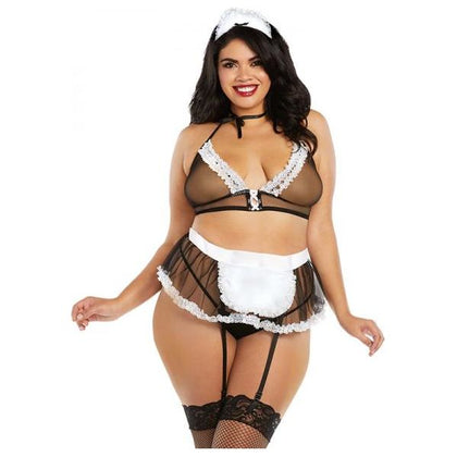 Dreamgirl Very Sheer Mesh Maid-Themed Bedroom Costume OSQ - Seductive Lingerie Set for Plus Size Women in Black