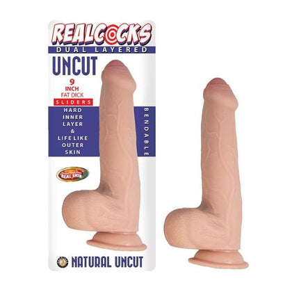 RealCocks Dual Layered Uncut Slider Fat Dick 9 In. Light - Lifelike Bendable Uncircumcised Penis Toy for Intense Pleasure - Model X9 - Suitable for All Genders - Skin-Sliding Technology - Lig - Adult Naughty Store