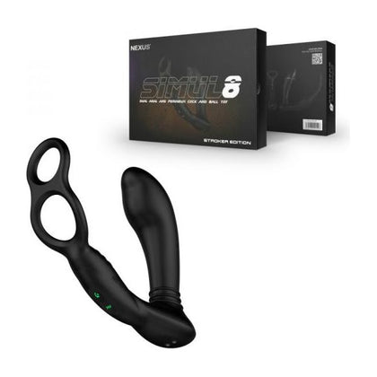 Nexus Simul8 Stroker Edition Silicone Black - Dual Anal and Perineum Cock and Ball Toy for Intense Pleasure