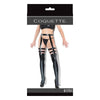 Coquette Wetlook Thigh-high Stockings With Garters - Model OSQ, Black, Unisex, Sensual Pleasure, Size OSQ - Adult Naughty Store