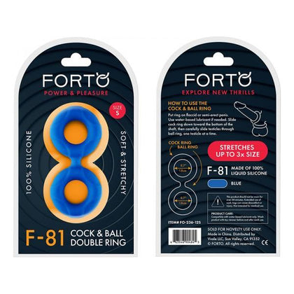 Forto F-81: Double Ring Liquid Silicone 44mm Blue - Premium Male Cock Ring for Enhanced Pleasure