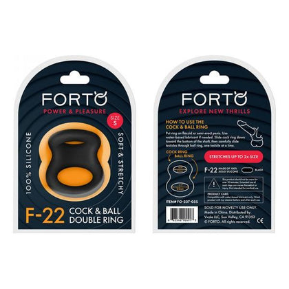 Forto F-22: Double Ring Liquid Silicone 49-55 mm Black - Powerful Dual Pleasure Cock Ring for Men and Couples - Adult Naughty Store