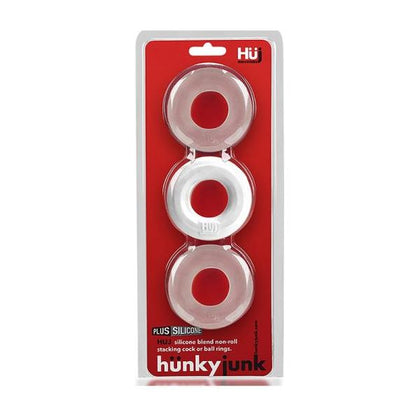 Hünkyjunk HUJ3 C-Ring 3-Pack - The Ultimate Grippy Cock Rings for Enhanced Pleasure and Performance - Model HUJ3 - Suitable for All Genders - Designed for Intense Stimulation - White Ice